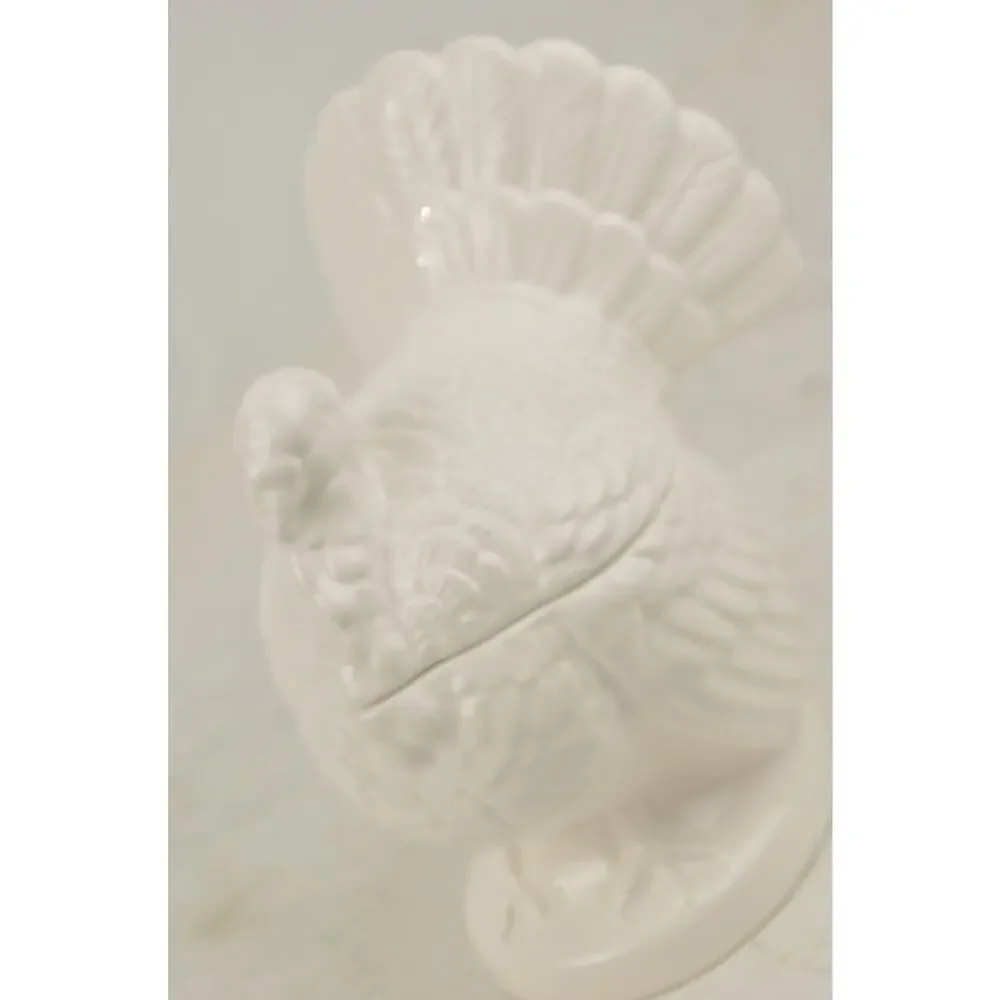Williams Sonoma White Ceramic Turkey Covered Serving Bowl Tureen Thanksgiving